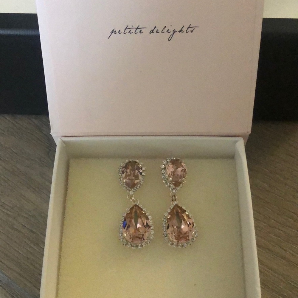 Silver & blush Swarovski drop earrings